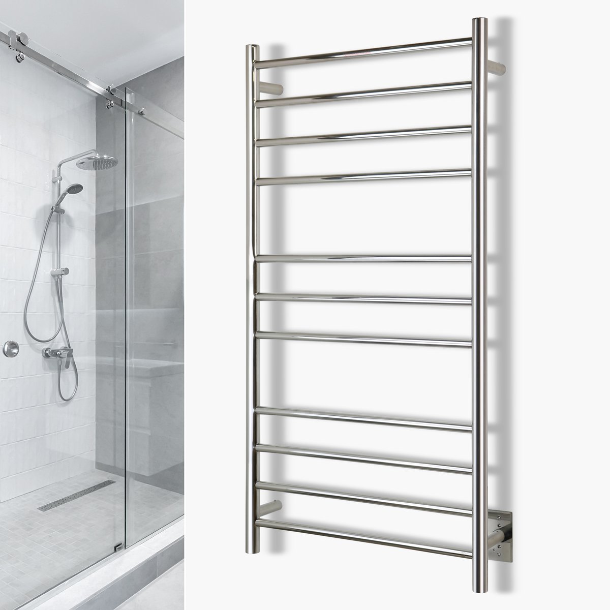 TWS4-ONT11PH - Ontario XL Towel Warmer, Polished, Hardwired 11 Bars