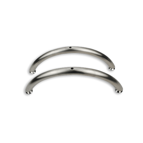 Barcelona towel warmer parts kit featuring two curved brushed metal mounting rails with integrated flange feet.
