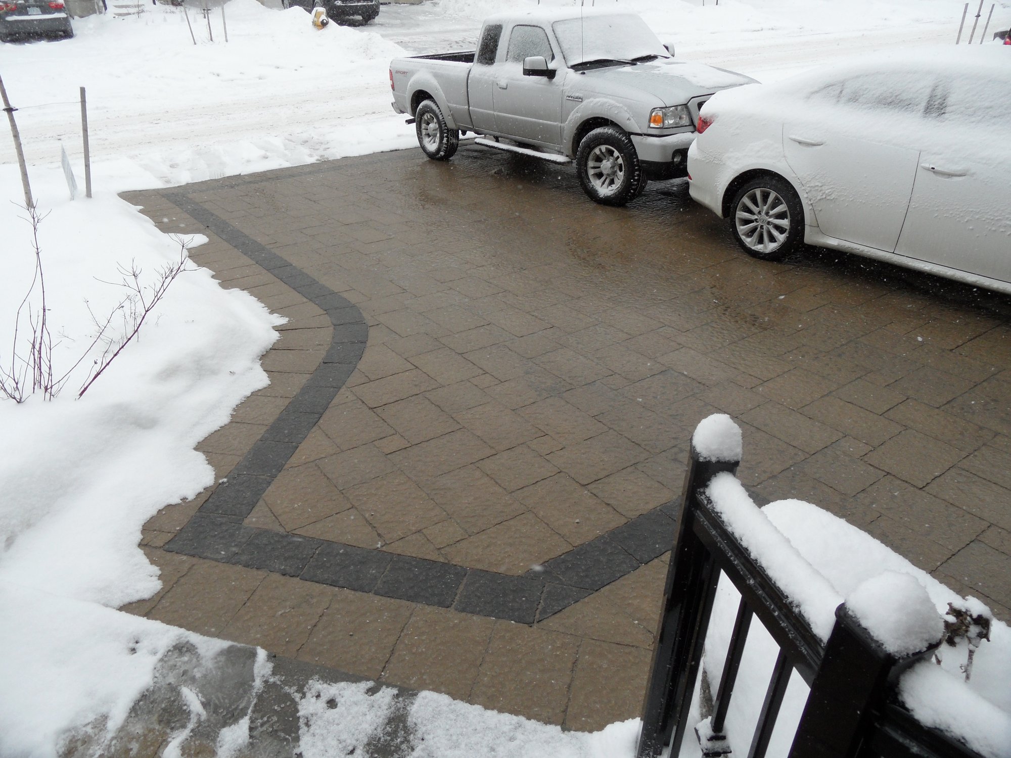 Paver Driveway with Snow Melt System during winter VAUGHAN, ON