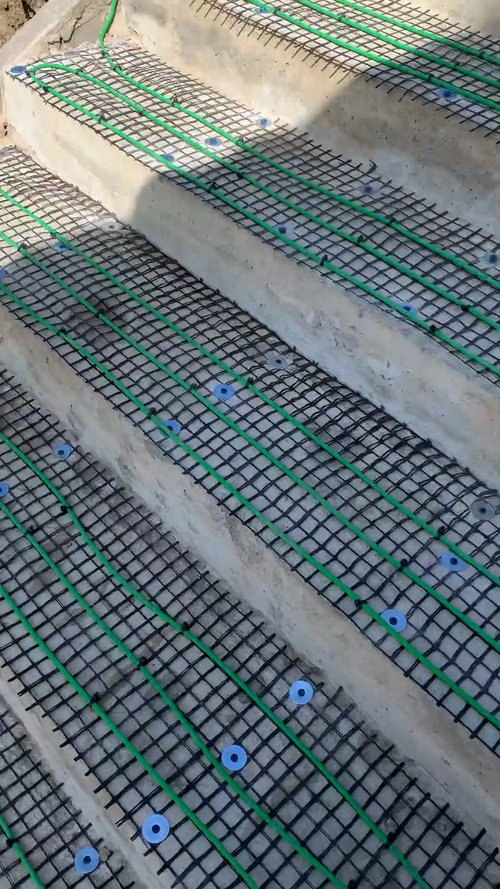 Paver snow melt installation for heated stairs and terrace SmartInstall steps