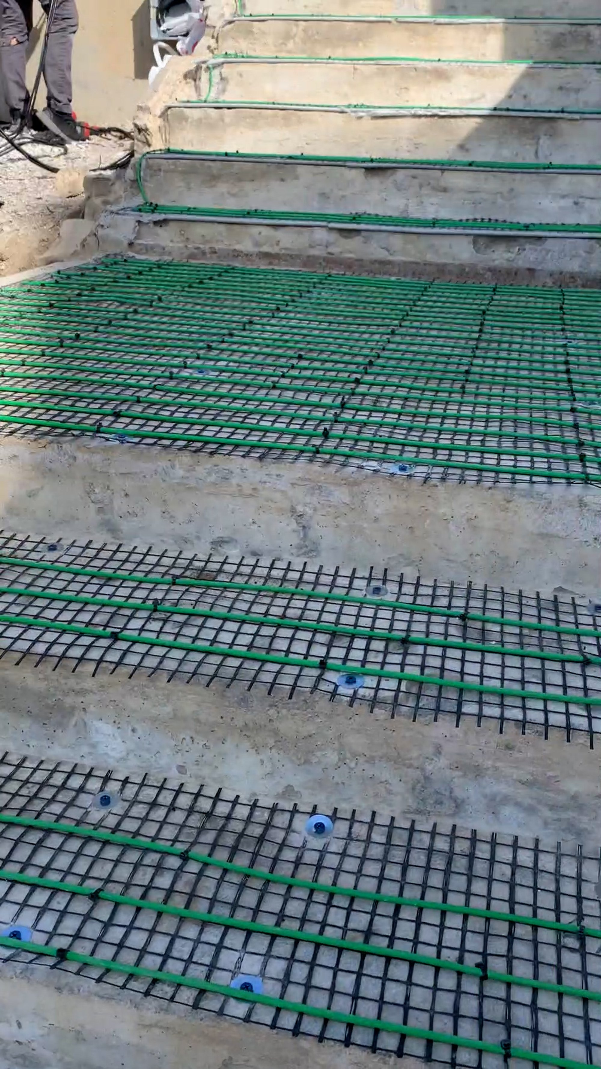 Paver snow melt installation for heated stairs and terrace SmartInstall steps and landing