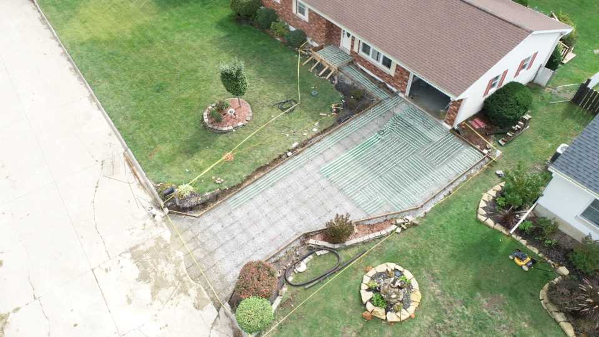 Share your story snow melt install for heated driveway porch and walkway with drone shots (13)