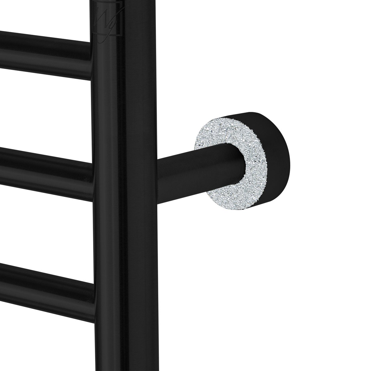 Matte Black Towel Warmer Platinum Austrian Crystals
