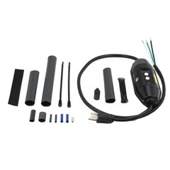 Plug-in GFCI power connection kit for self-regulating heating cable, including power cord, inline GFCI module, and installation hardware.