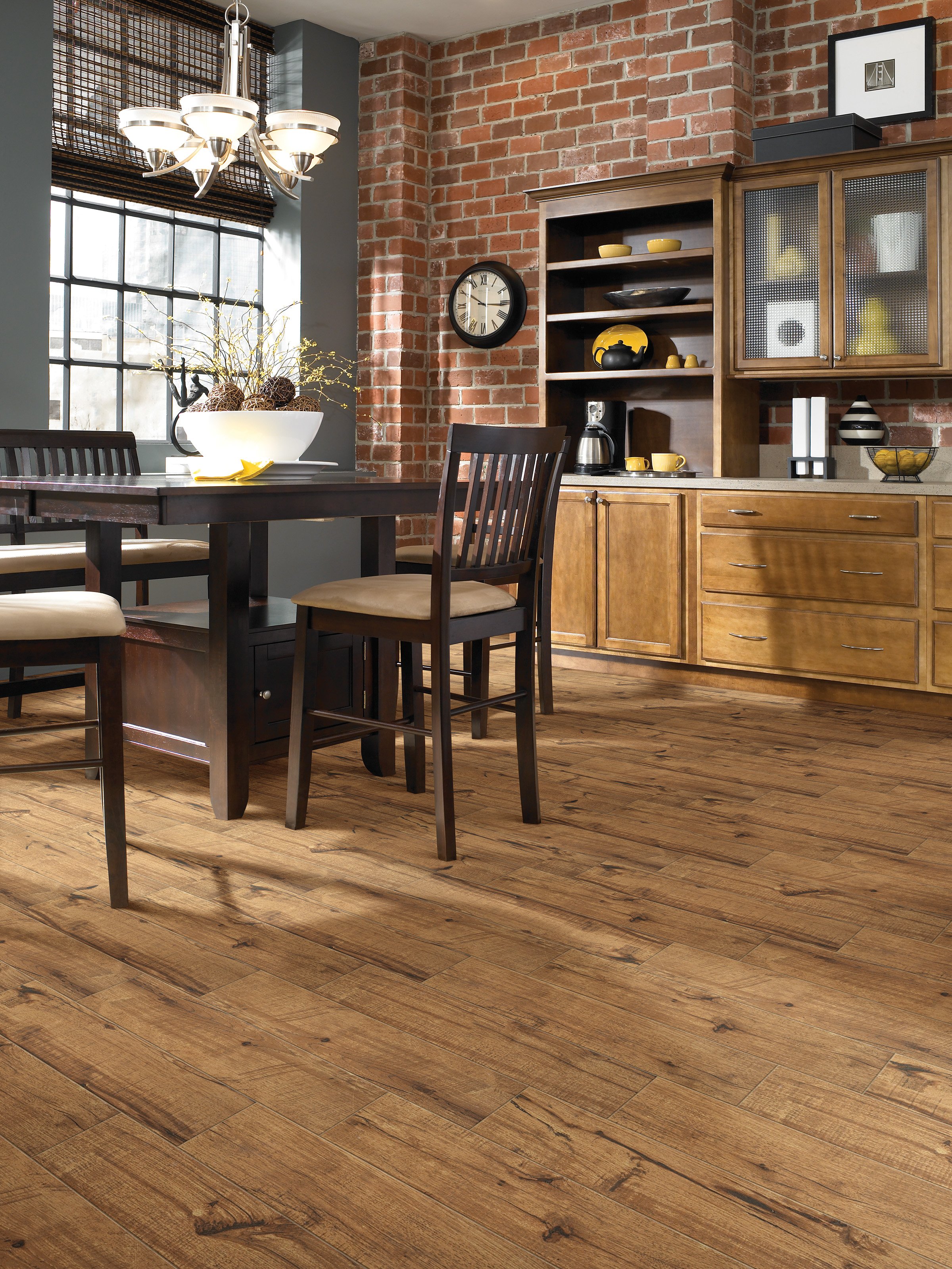 Porcelain tile mimics wood planks