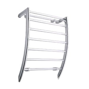 Portofino wall-mounted towel warmer with polished chrome finish and eight horizontal bars against a white background.