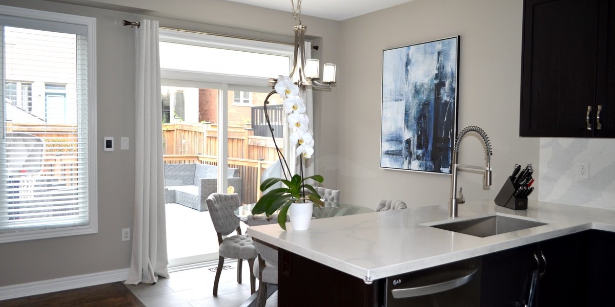 Post install shots from Laura's kitchen/dining nook with floor heating