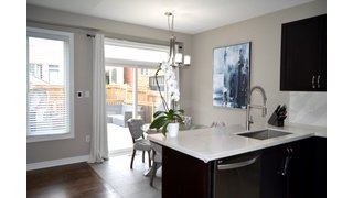 Post install shots from Laura's kitchen/dining nook with floor heating