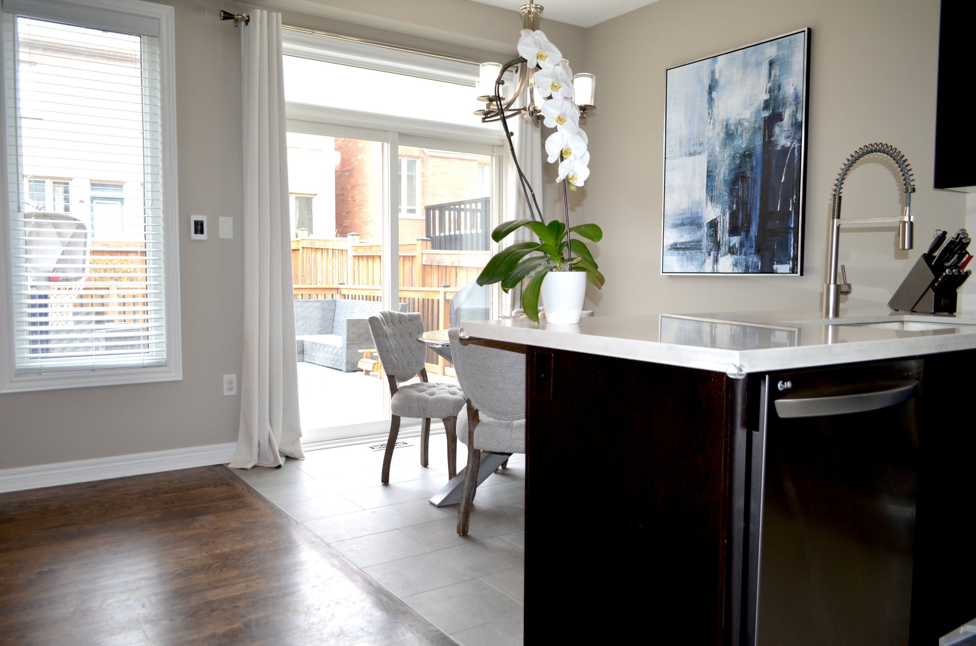 Post install shots from Laura's kitchen/dining nook with floor heating after shot