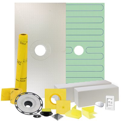 Pro GEN II 32ʺ x 60ʺ Floor Heating and Shower Waterproofing Kit with Center Drain and ABS Flange