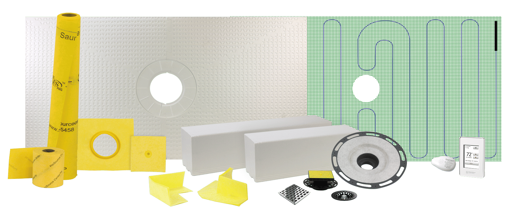 Pro GEN II 32” x 60” Electric Floor Heating Shower Pan Kit with Center Drain and ABS Flange Shower Kits Support