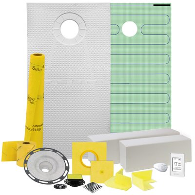 Pro GEN II 32ʺ x 60ʺ Floor Heating and Shower Waterproofing Kit with Offset Drain and PVC Flange 