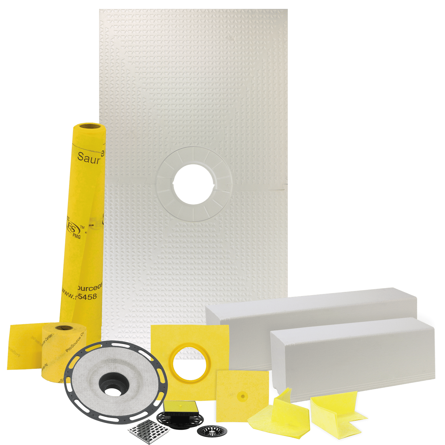 Pro GEN II 32ʺ x 60ʺ Tile Shower Waterproofing Kit with Center Drain and ABS Flange