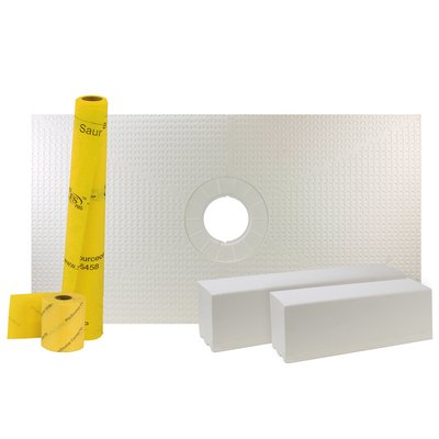 Pro GEN II 32ʺ x 60ʺ Tile Waterproofing Shower Pan Kit with Center Drain Hole