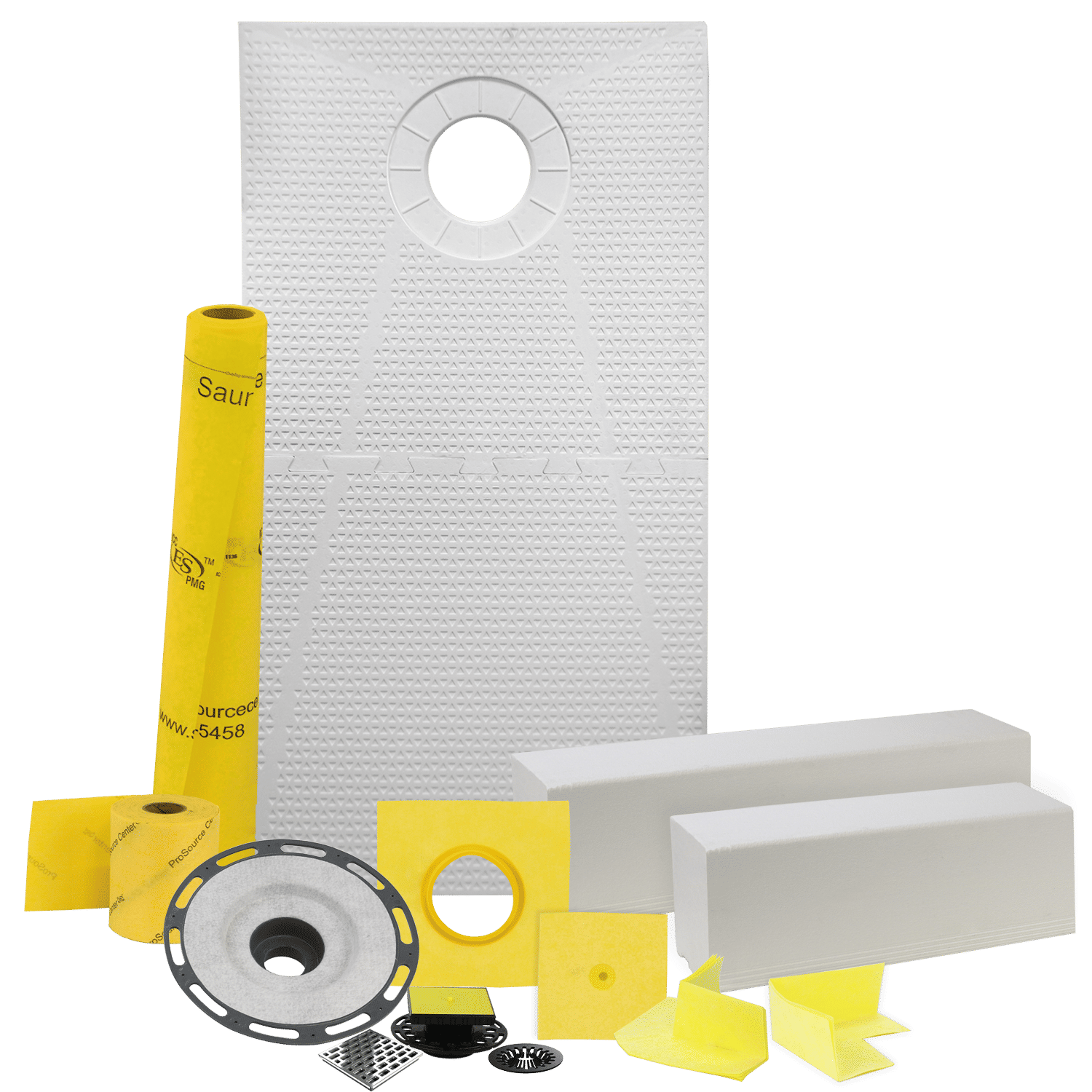 Pro GEN II 32ʺ x 60ʺ Tile Shower Waterproofing Kit with Offset Drain and ABS Flange 