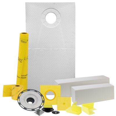Pro GEN II 32ʺ x 60ʺ Tile Shower Waterproofing Kit with Offset Drain and ABS Flange 