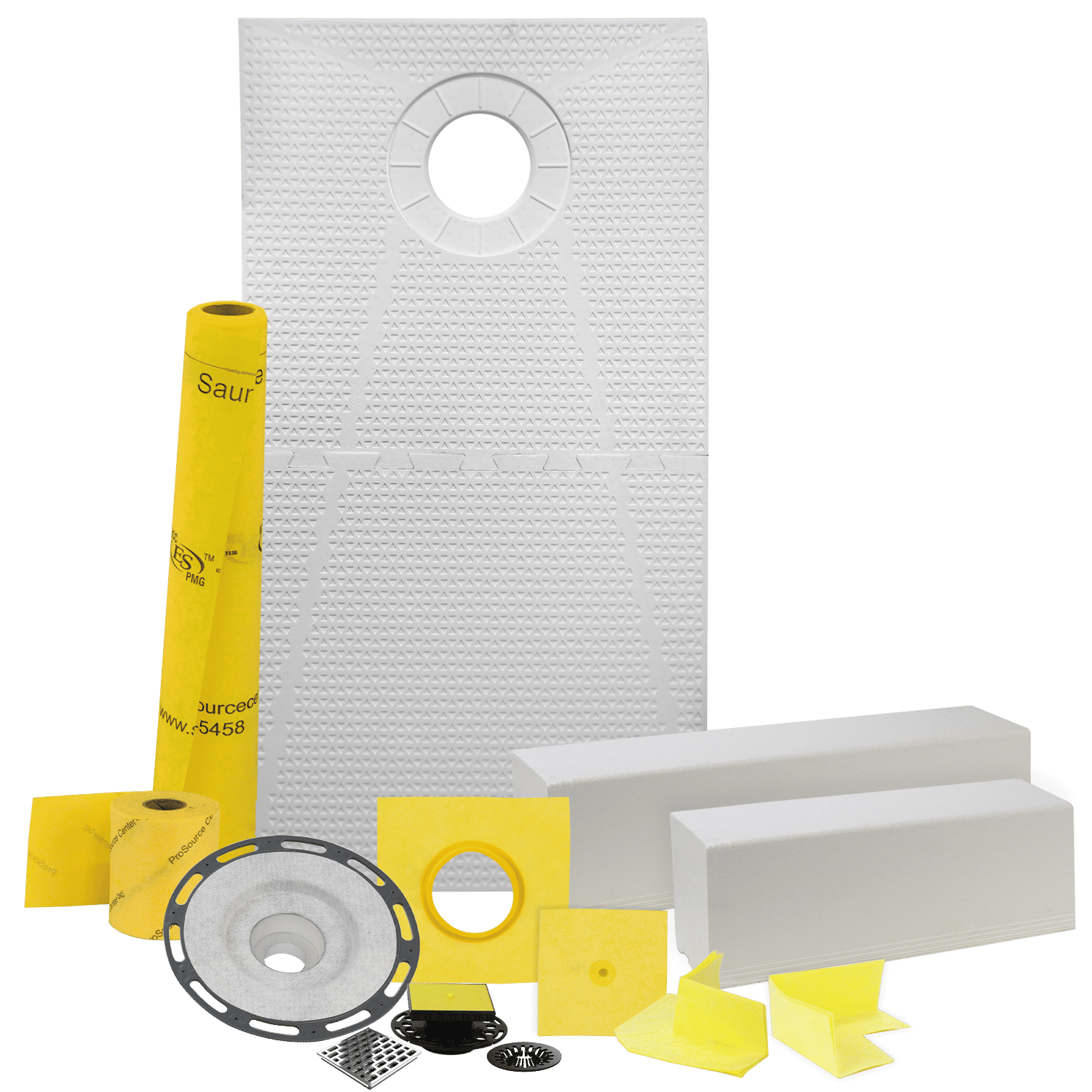 Pro GEN II 32ʺ x 60ʺ Tile Shower Waterproofing Kit with Offset Drain and PVC Flange
