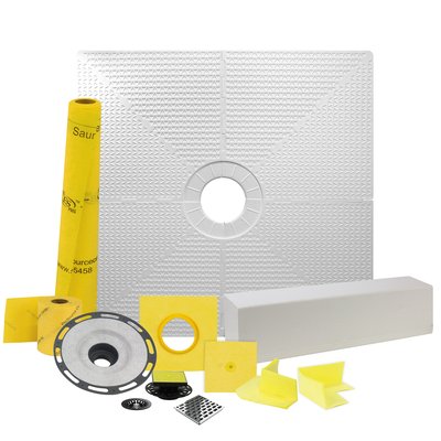 Pro GEN II 48ʺ x 48ʺ Tile Shower Waterproofing Kit with Center Drain and ABS Flange