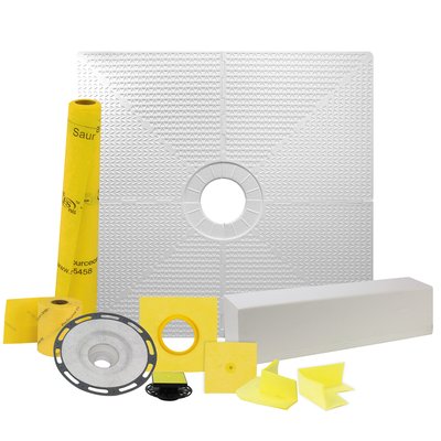Pro GEN II 48ʺ x 48ʺ Tile Shower Waterproofing Kit with Center Drain and PVC Flange 