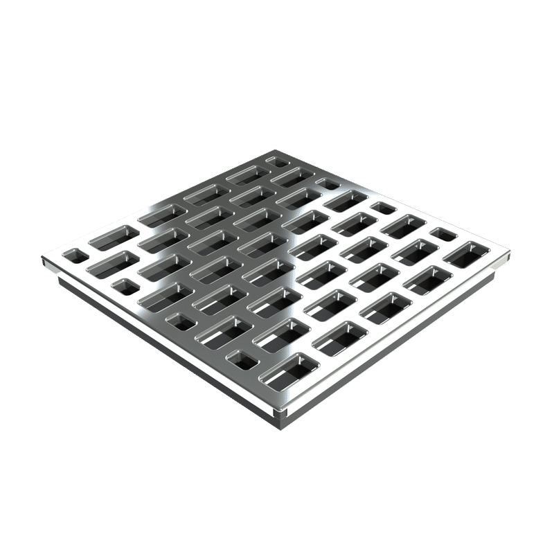 Pro GEN II Grate Cover, Pro Series Brick Pattern, Polished Chrome Finish Pro GEN II Grate Cover, Pro Series Brick Pattern, Polished Chrome Finish