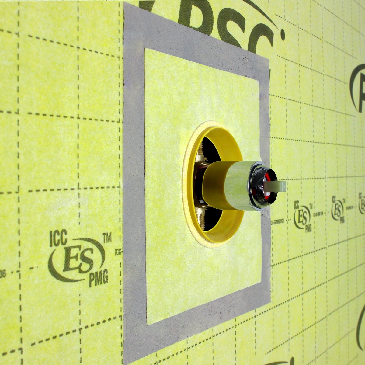 Pro WP Waterproofing Mixing Valve Seal Install Shot Side View