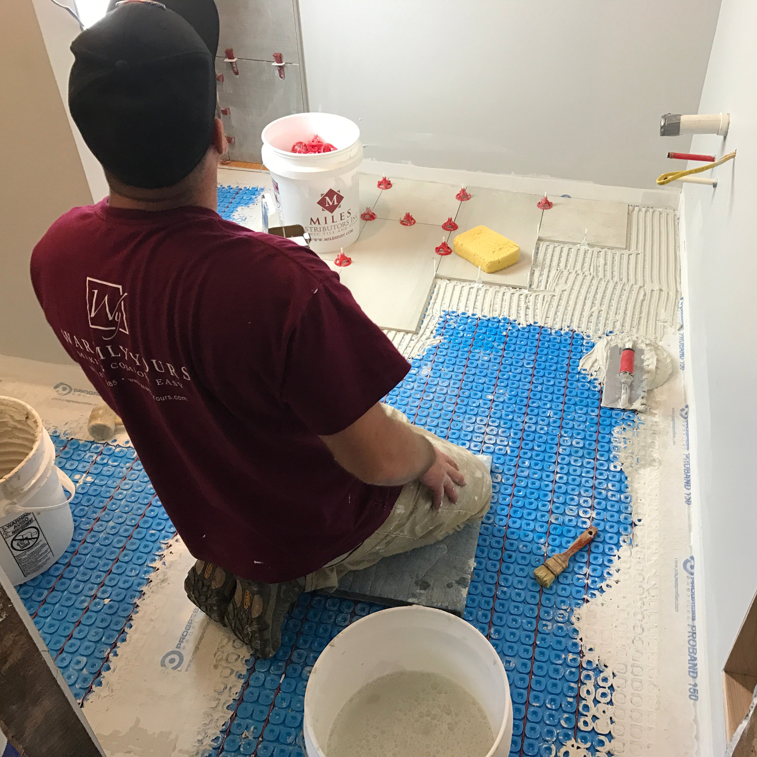 Installing floor heating in a curbless shower
