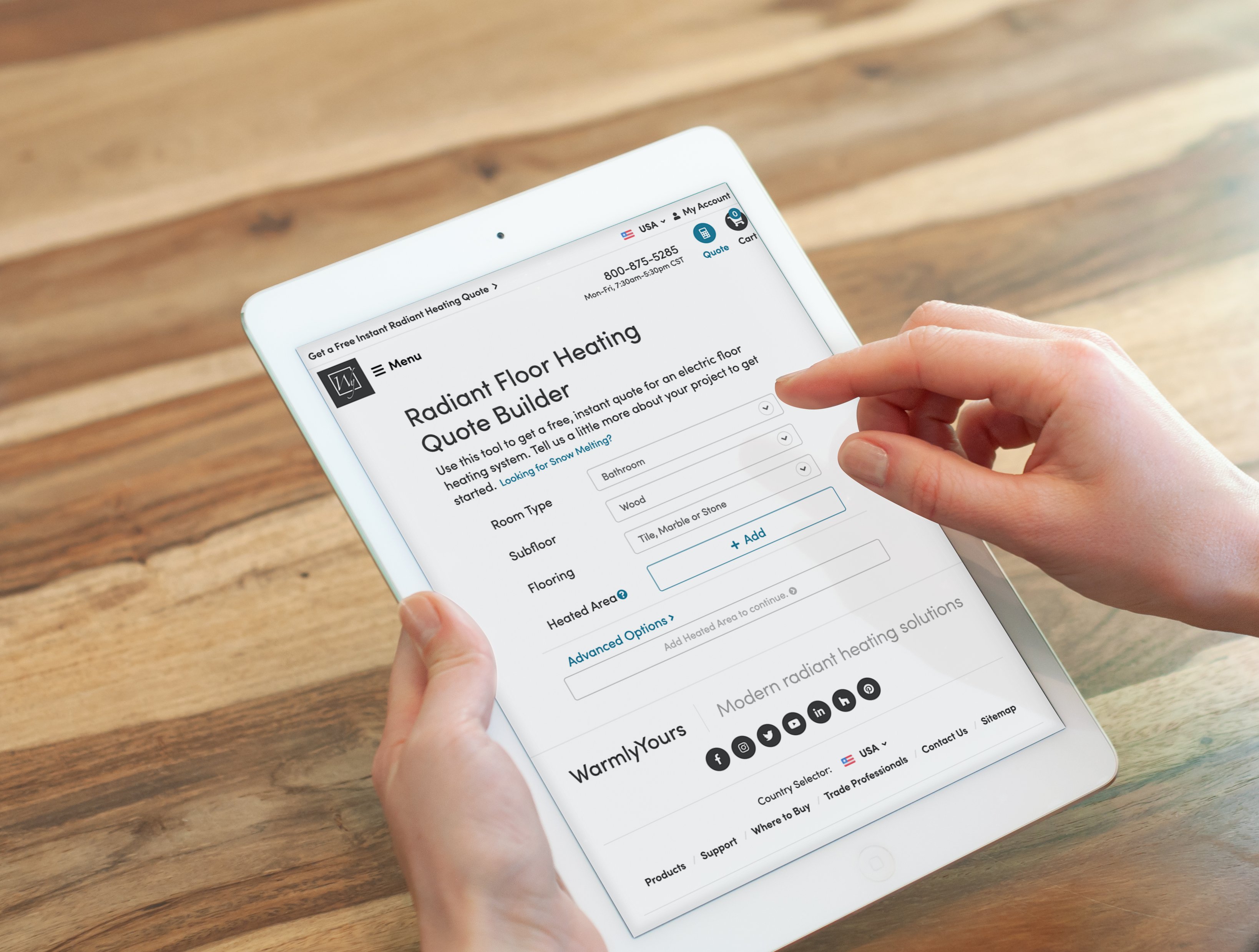 Radiant Floor Heating Quote Builder iPad