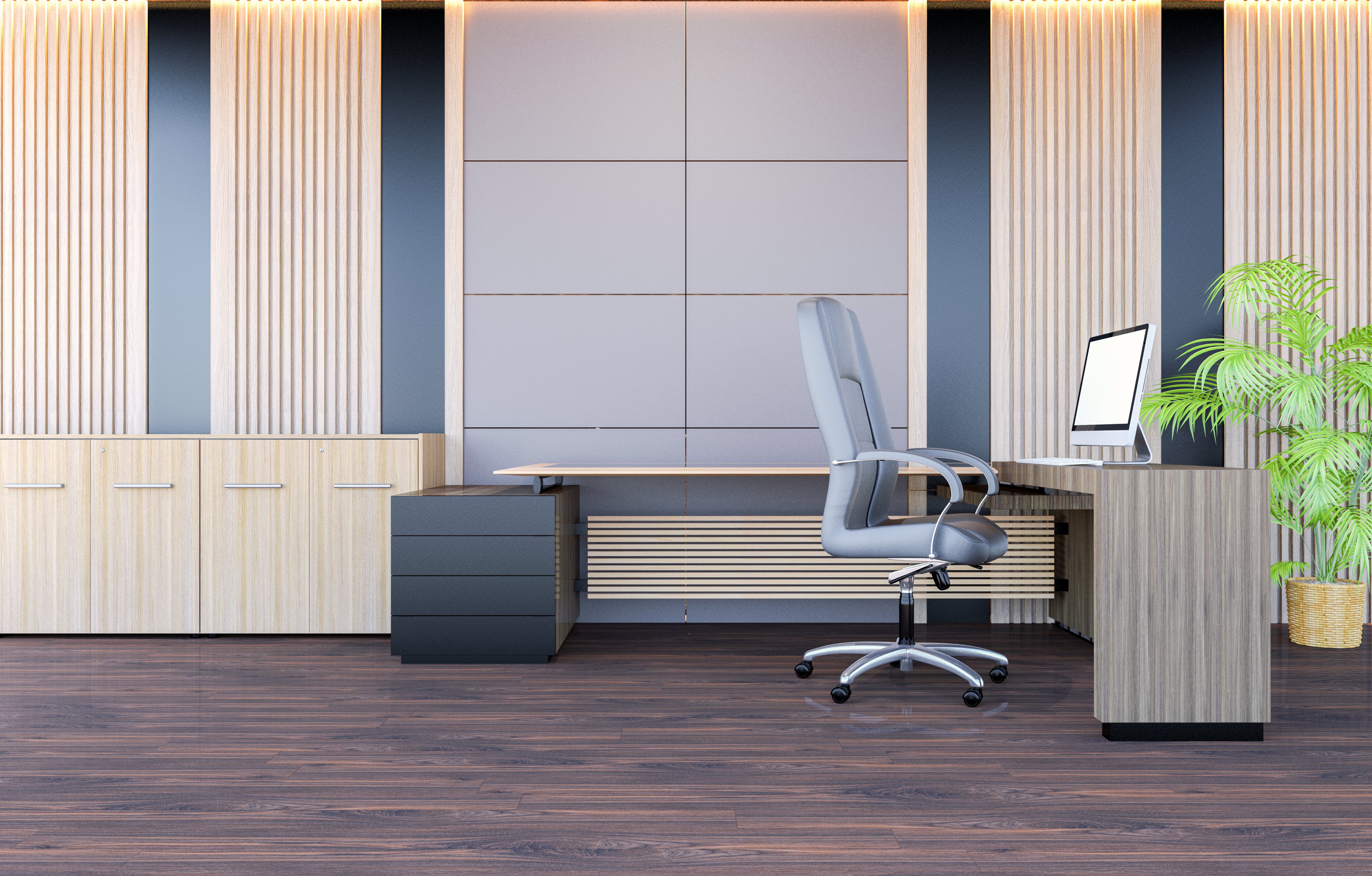 Radiant floor heating warms a home office