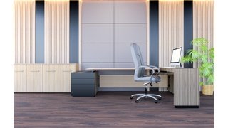 Radiant floor heating warms a home office