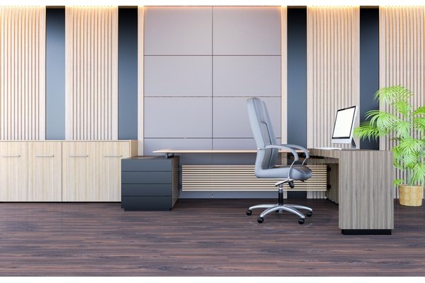 Radiant floor heating warms a home office