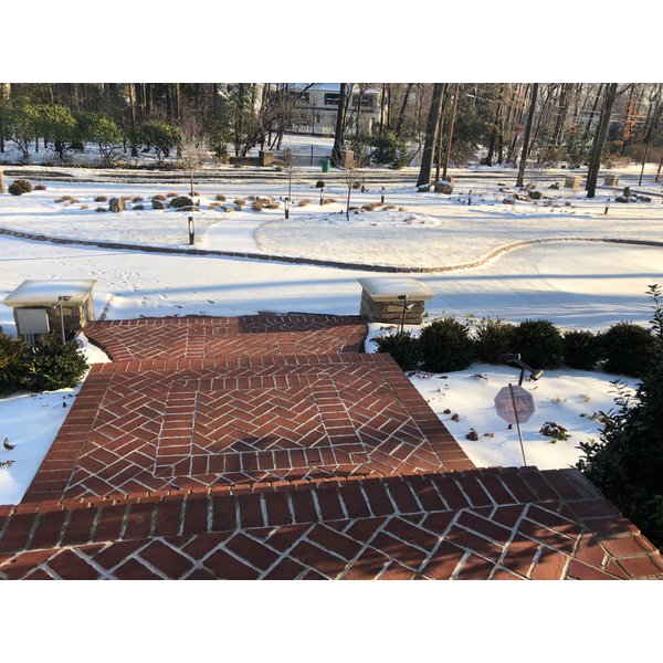 radiant heated brick walkway and stairs with snow melting system