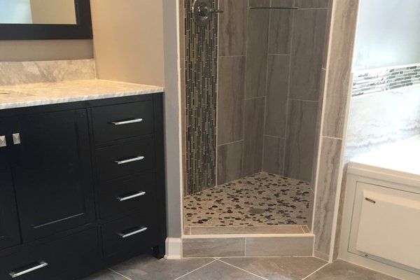 Radiant Heated Grey Bathroom with Tile Floor