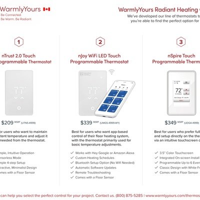 Radiant Heating Controls Comparison Chart CANADA (English)
