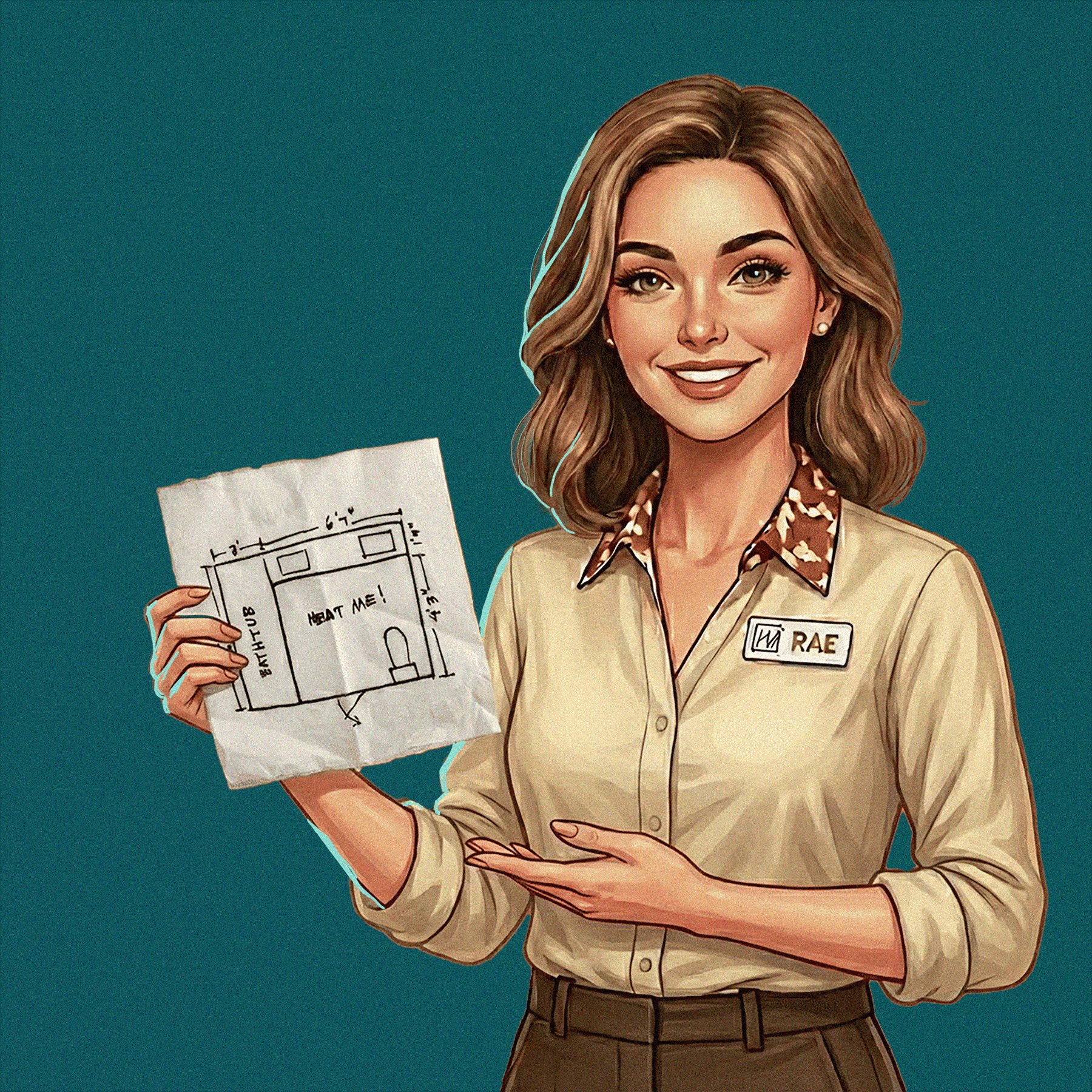 Hand-drawn electric floor heating plan sketch example