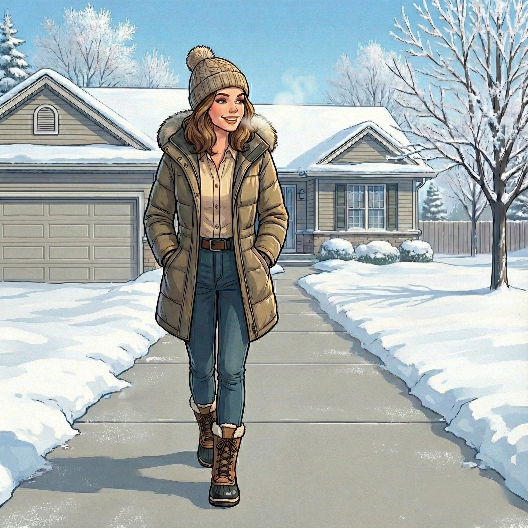 Rae Radiant enjoying snow-free walkway