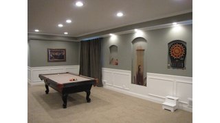 recreation area in basement with floor heating under carpet
