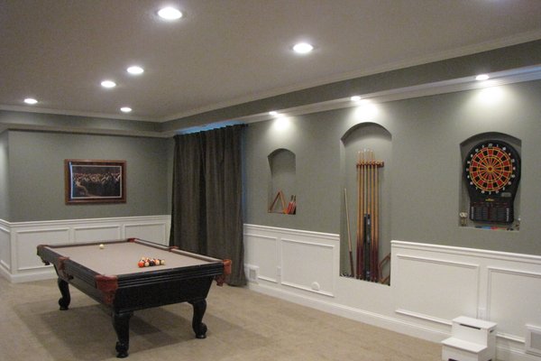 recreation area in basement with floor heating under carpet
