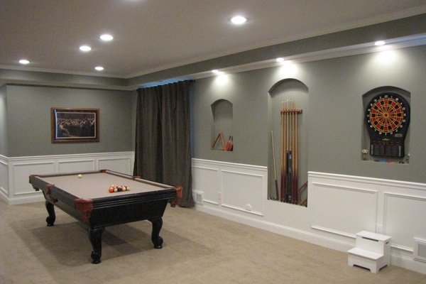 recreation area in basement with floor heating under carpet