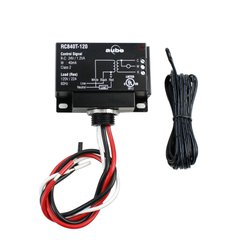 Aube RC840T-120 relay with built-in transformer and floor sensor for electric radiant floor heating integration.