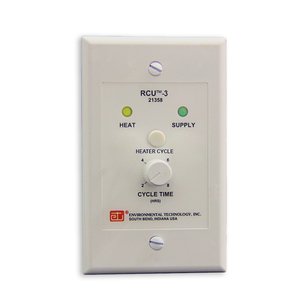 White RCU-3 remote manual override device for snow melting systems with a cycle time dial and indicator lights.