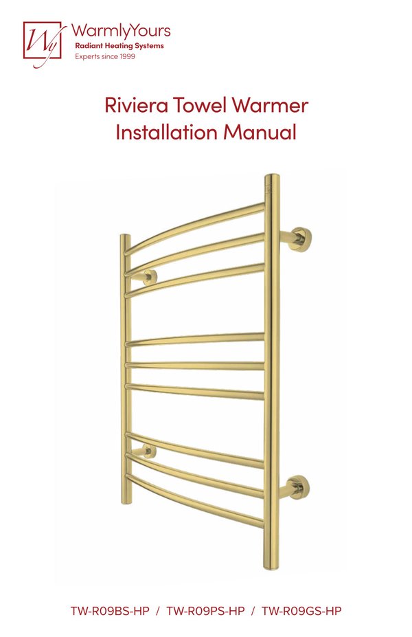 Cover for Riviera Dual Connection Towel Warmer Installation And Operation Manual (English)