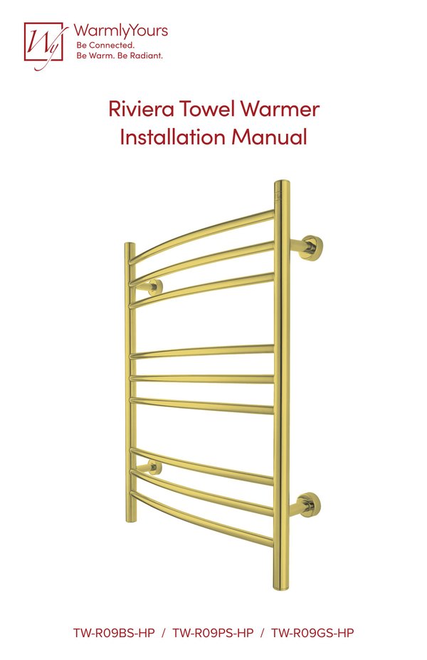 Cover for Riviera Dual Connection Towel Warmer Installation And Operation Manual (English)