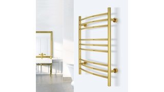 Riviera Gold Polished Towel Warmer Lifestyle