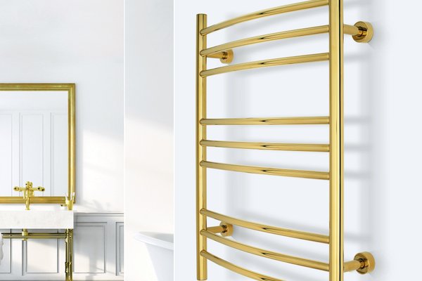 Riviera Gold Polished Towel Warmer Lifestyle