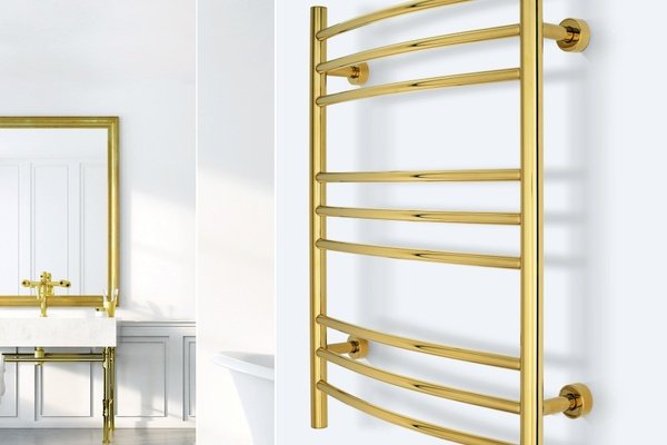Riviera Gold Polished Towel Warmer Lifestyle