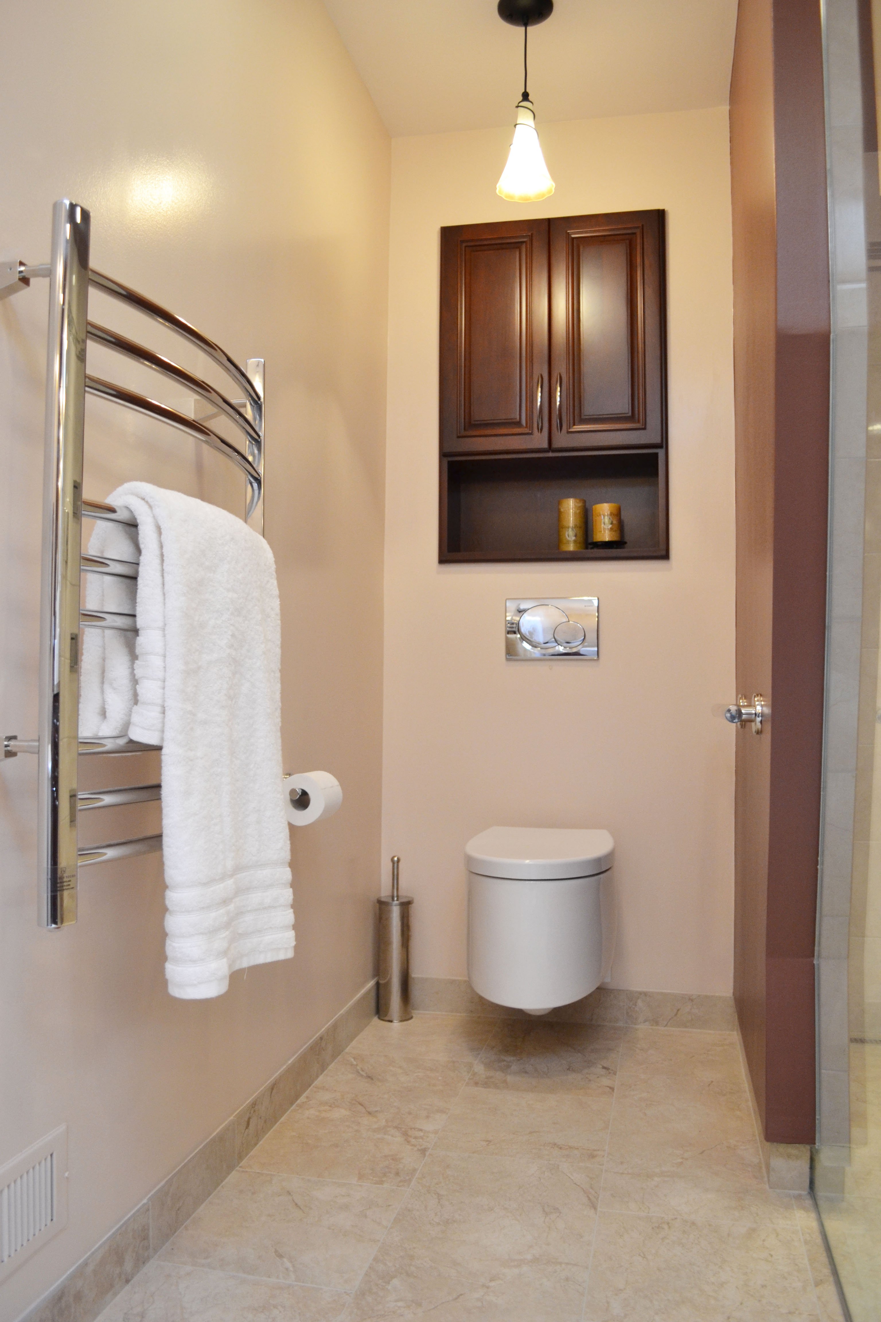 The Riviera towel warmer is hardwired and boasts 9 bars.