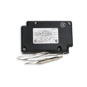 TF4X40 Air Stat roof and gutter deicing thermostat with a metallic capillary wire and temperature-sensing bulb.