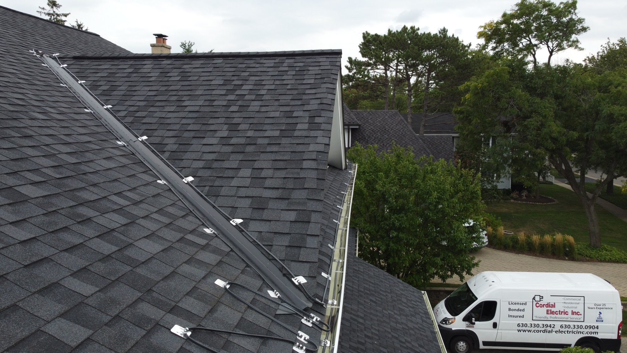 Roof and gutter installation angle of roof viewed