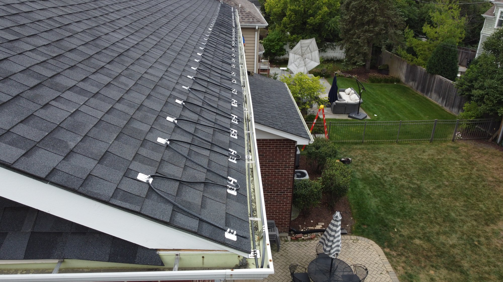 Roof and gutter installation gutter view from corner
