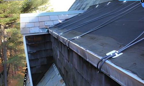 Roof & Gutter Deicing System installing on Slate shingle roof  (2)